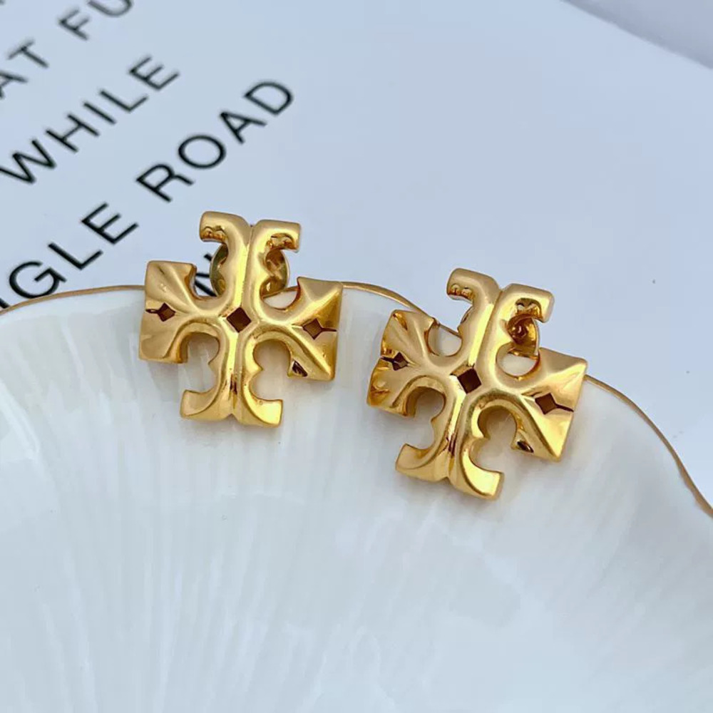 Tory Burch 3D Letter Metal Earrings